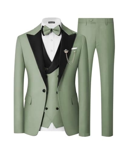 SPTALLFITJSV Mens Slim Fit Double Breasted Tuxedo Suit for Wedding Prom Dinner