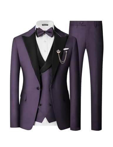 SPTALLFITJSV Mens Slim Fit Double Breasted Tuxedo Suit for Wedding Prom Dinner