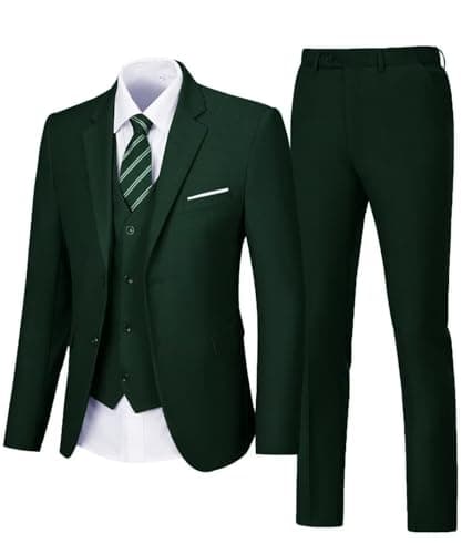 Aowdoy Men's 3-Piece Slim Fit Tuxedo Suit 2 Buttons for WeddingsProm Business