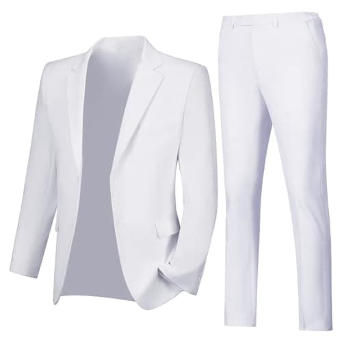 Lynerun Men's Slim Fit 2-Piece Prom Tuxedo Suit Jacket and Pants Set