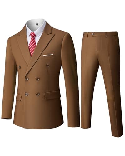 YND Men's Slim Fit 3 Piece Stretch Suit with One Button Blazer Pants, Party & Wedding