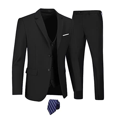 Men's 3-Piece Slim Fit Suit Set - Wedding Business Tuxedo with Blazer, Vest, Pants & Tie