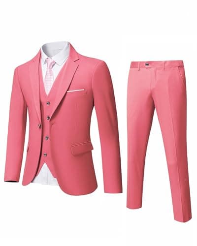 MrSure Men’s Slim Fit Tuxedo 3-Piece Suit_Blazer_Vest_Pants_Tie Party_Wedding_Business