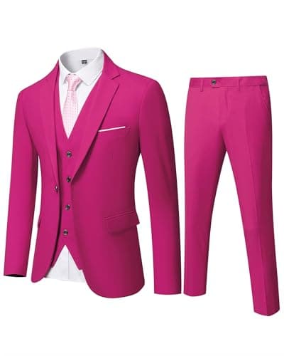 YND Men's Slim Fit 3 Piece Suit with Tie