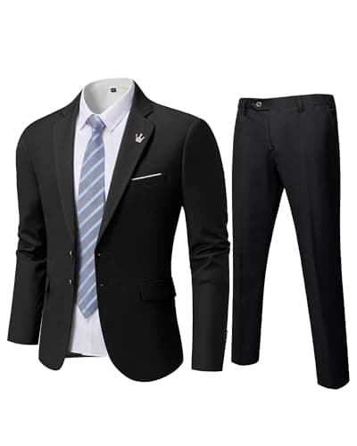 MY'S Men's Slim Fit Two-Piece Suit Notch Lapel Jacket and Pants Wedding Party Blazer