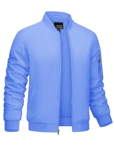 CRYSULLY Men's Lightweight Bomber Jacket for Spring Fall Casual Windbreaker
