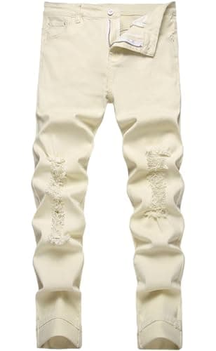 Slim Fit Ripped Distressed Stretch Jeans for Men