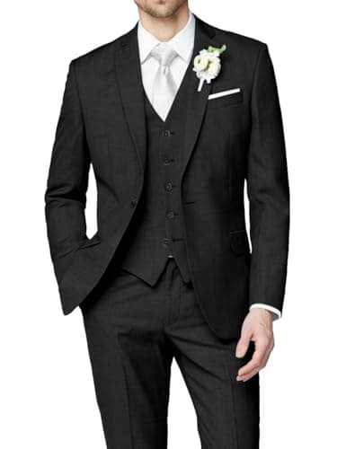 HUUTOE Men's Slim Fit Wedding Groomsmen Tuxedo Set Blazer Jacket Pants