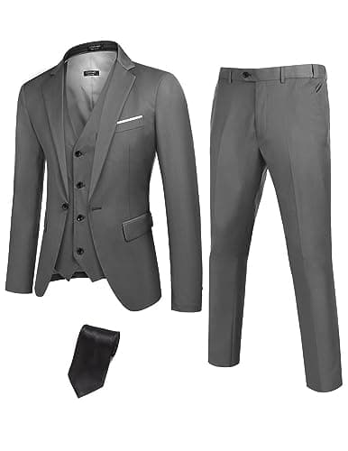 COOFANDY Men's 3-Piece Slim Fit Suit with Blazer Jacket and Pant