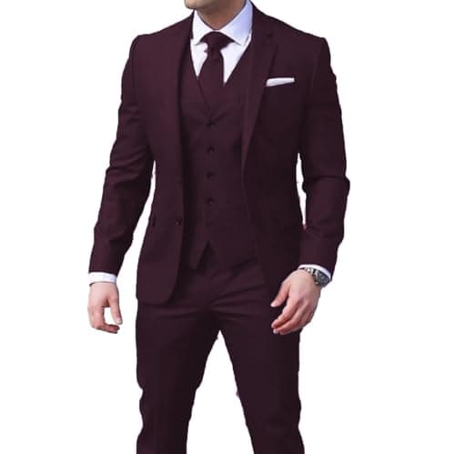 Loravita Men's Slim Fit Notched Lapel Business Suit Set for Formal Occasions