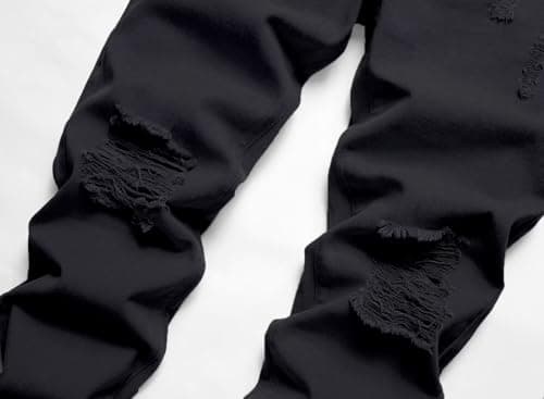 HENGAO Men's Slim Fit Ripped Denim Jeans