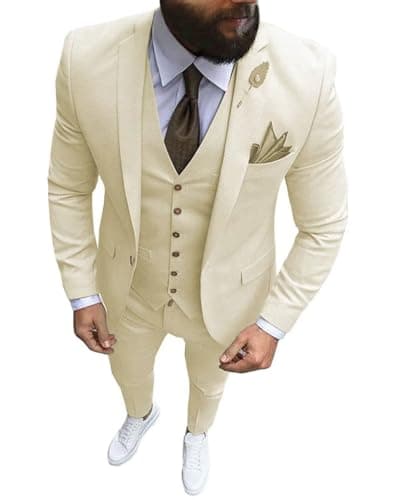 Wangyue Men's Slim Fit 3 Piece Suit Set