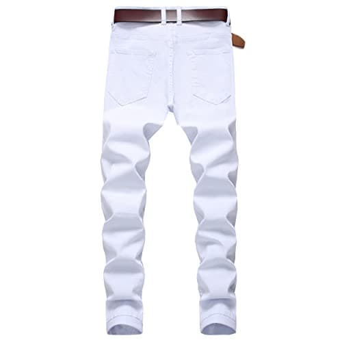 COOSVEN Men's Ripped Slim Straight Denim Jeans with Holes