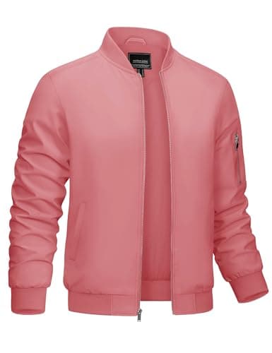 CRYSULLY Men's Lightweight Bomber Jacket for Spring Fall Casual Windbreaker