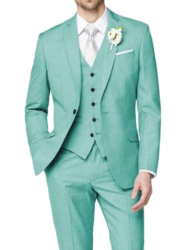 HUUTOE Men's Slim Fit Wedding Groomsmen Tuxedo Set Blazer Jacket Pants