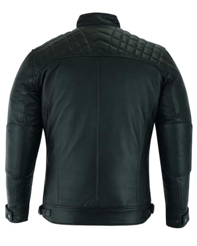 Vance Leather Men's Austin Brown Waxed Lambskin Cafe Racer Motorcycle Jacket