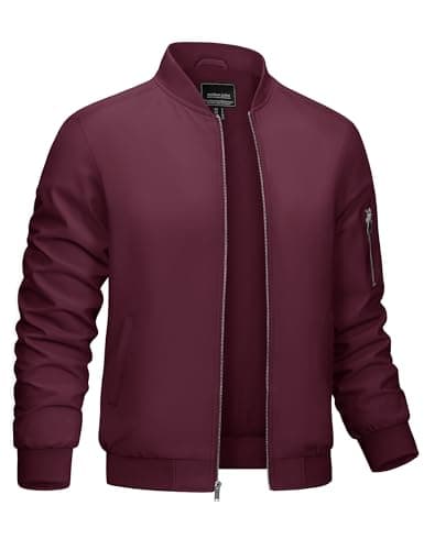 CRYSULLY Men's Lightweight Bomber Jacket for Spring Fall Casual Windbreaker
