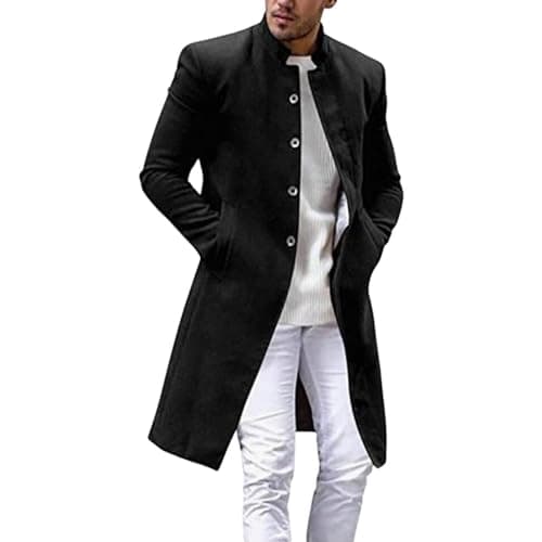 Men's Wool Trench Coat Slim Fit Heavy Winter Jacket
