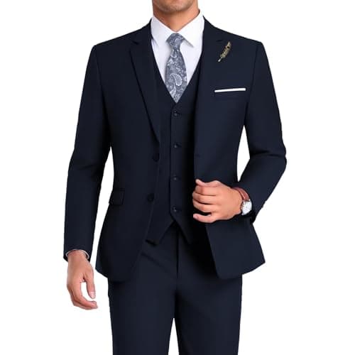 Mrbuerly Men's Slim Fit 3-Piece Suit for Groomsmen with Tie and Pants XS/36-30