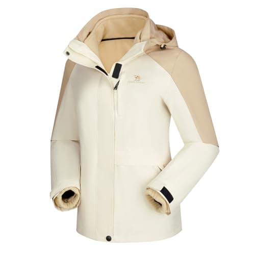 CAMEL CROWN Women's Waterproof Winter Ski Jacket Warm Fleece Hooded