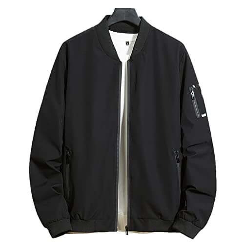 Sandbank Men's Casual Long Sleeve Bomber Jacket Banded Collar Windbreaker