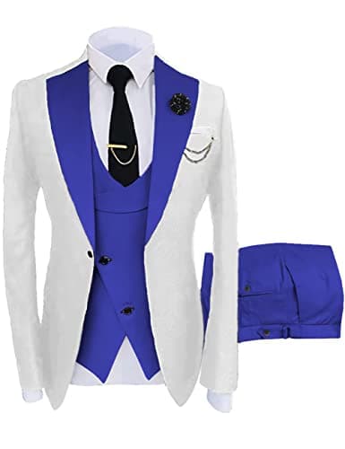 Wangyue Men's Slim Fit 3-Piece Suit for Weddings and Formal Events