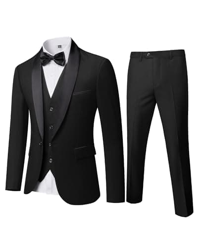 MY'S Mens Winter Slim Fit Tuxedo Suit Shawl Lapel 3-Piece Set