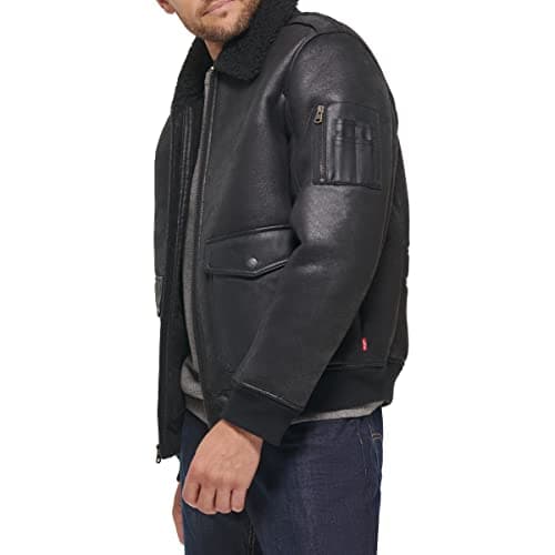 Levi's Men Faux Leather Aviator Bomber Jacket