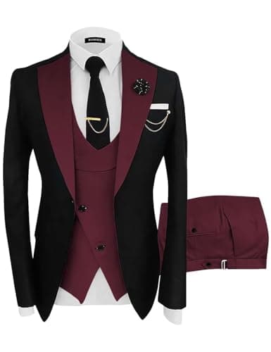 Wangyue Men's Slim Fit 3-Piece Suit for Weddings and Formal Events