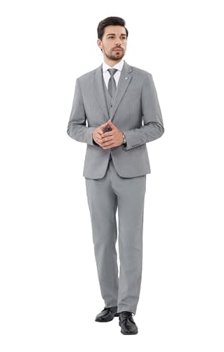 MAGE Men Slim Fit 3PC Tuxedo Suit Blazer Vest Pants Set
