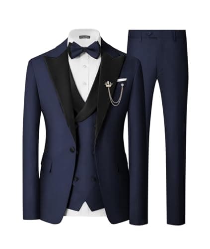 SPTALLFITJSV Mens Slim Fit Double Breasted Tuxedo Suit for Wedding Prom Dinner