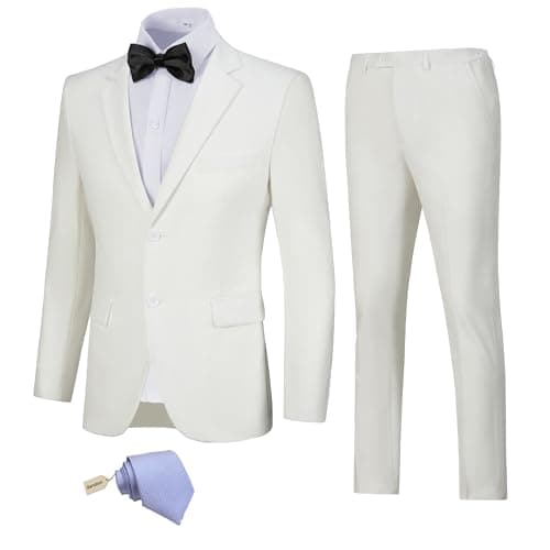 Slim Fit Suit Set for Men: Solid Color Jacket, Pants, and Tie