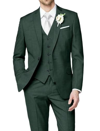 HUUTOE Men's Slim Fit Wedding Groomsmen Tuxedo Set Blazer Jacket Pants