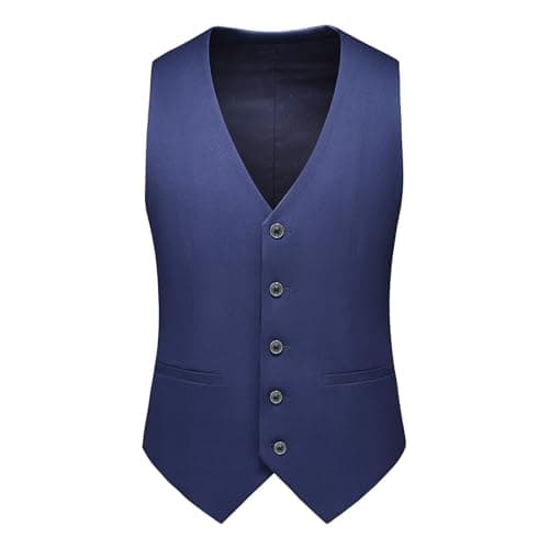 MOGU Mens Slim Fit 3 Piece Dress Suit Tuxedo One Button Side Vents