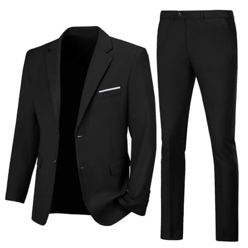 Lynerun Men's Slim Fit 2-Piece Prom Tuxedo Suit Jacket and Pants Set