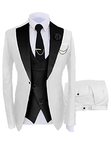 Wangyue Men's Slim Fit 3-Piece Suit for Weddings and Formal Events