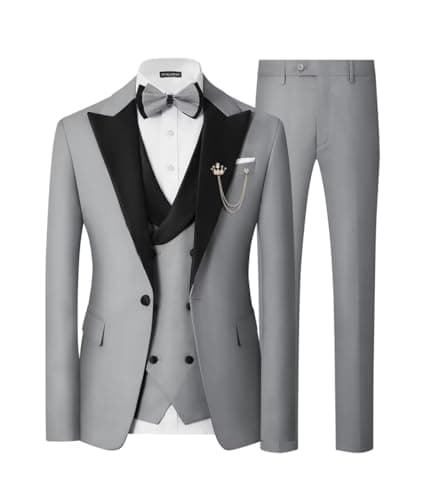 SPTALLFITJSV Mens Slim Fit Double Breasted Tuxedo Suit for Wedding Prom Dinner