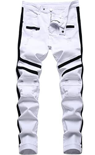 Slim Fit Ripped Distressed Stretch Jeans for Men