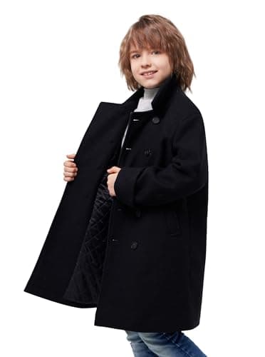 Boys Double Breasted Wool Trench Coat for Winter