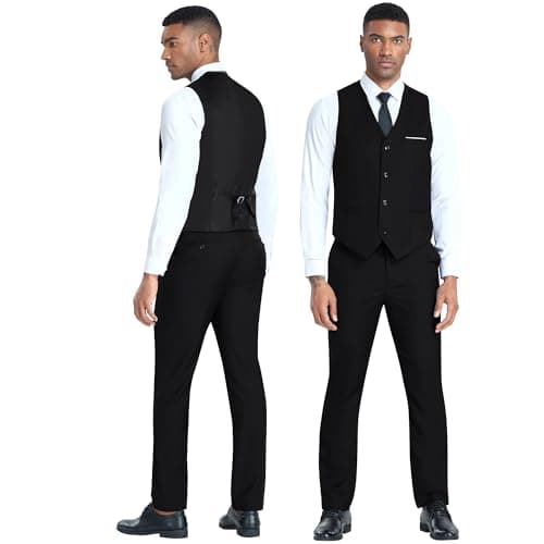 ZKHOECR Men's 3-Piece Slim Fit Two-Button Suit Set Jacket & Pants