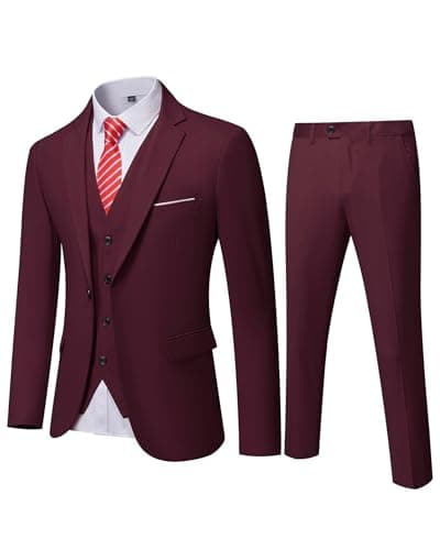 YND Men's Slim Fit 3 Piece Suit with Tie