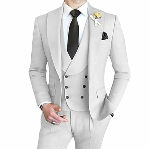 AufewB Men's Elegant Solid One-Button Slim Fit Party Suit Set