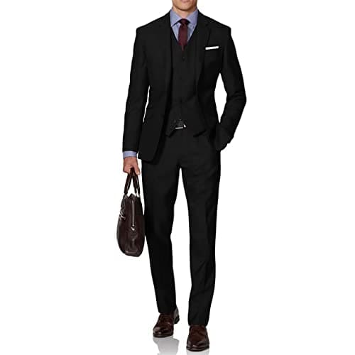 Lynerun Mens Solid Two Button Slim Fit Suit Set for Formal Weddings Business