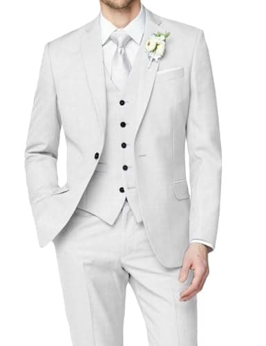 HUUTOE Men's Slim Fit Wedding Groomsmen Tuxedo Set Blazer Jacket Pants