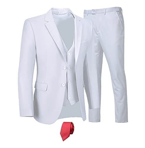 Men's 3-Piece Slim Fit Suit Set - Wedding Business Tuxedo with Blazer, Vest, Pants & Tie