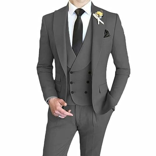 AufewB Men's Elegant Solid One-Button Slim Fit Party Suit Set
