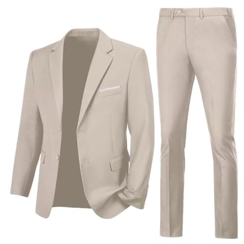 Lynerun Men's Slim Fit 2-Piece Prom Tuxedo Suit Jacket and Pants Set