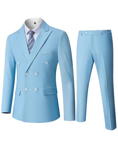 YND Men's Slim Fit 3 Piece Stretch Suit with One Button Blazer Pants, Party & Wedding