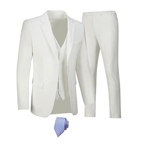 Men's 3-Piece Slim Fit Suit Set - Wedding Business Tuxedo with Blazer, Vest, Pants & Tie