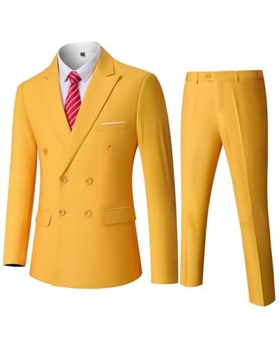 YND Men's Slim Fit 3 Piece Stretch Suit with One Button Blazer Pants, Party & Wedding